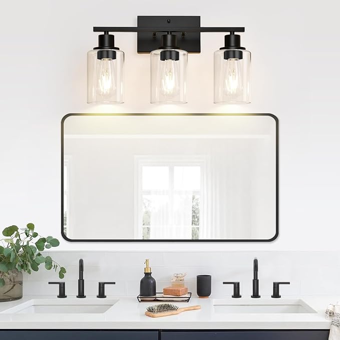 Indoi 3 Light Bathroom Light Fixtures, Matte Black Modern Vanity Lights - Image 6