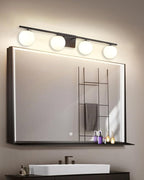 New Bathroom Vanity Light Fixtures Matte Black Milk White Globe Glass Shade 4 - Image 2