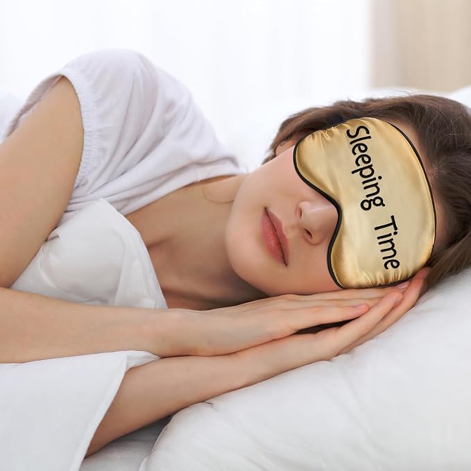 Geyoga 4 Pieces Funny Eye Mask for Sleep Soft Satin Eye Mask Blackout Blindfold - Image 5