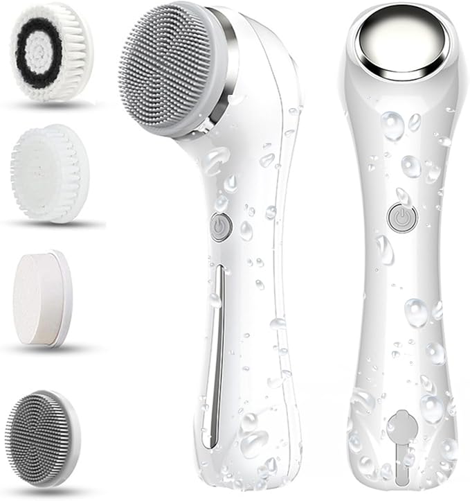 Facial Cleansing Brush, 2 in 1 Ｗaterproof IPx7 Facial Spin Scrubber Set by Unknown
