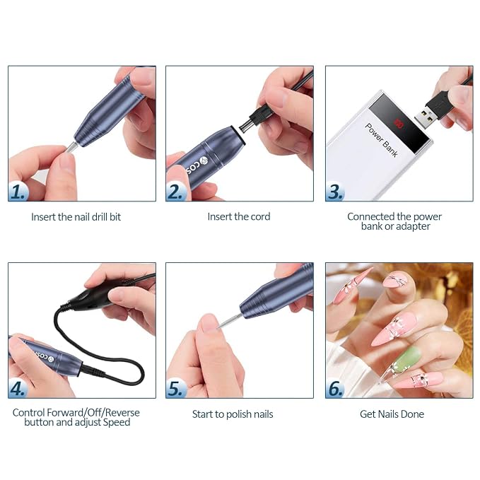 COSITTE Electric Nail Drill, USB Electric Nail Drill Machine - Image 4