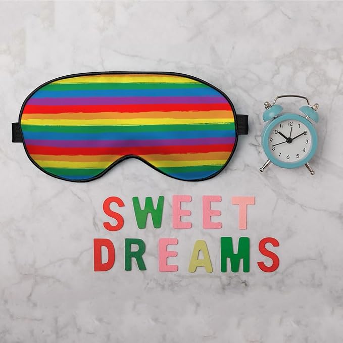 Rainbow Striped Sleep Eye Mask LGBT Flag Color Stripes Art Silk Eye Mask - Image 6