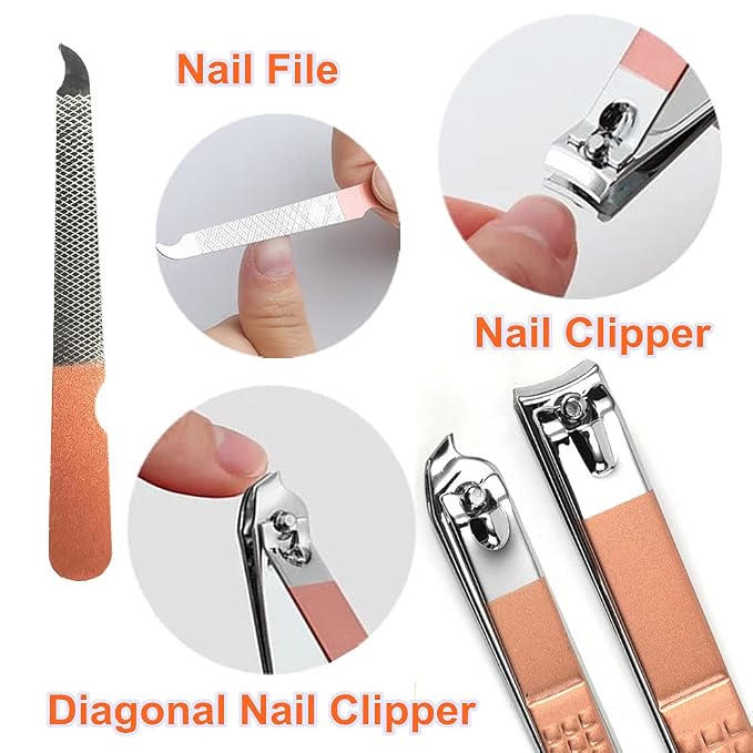 QURIPE 7pcs Manicure Set, Nail Clippers Kit, Stainless Steel Manicure Kit - Image 2