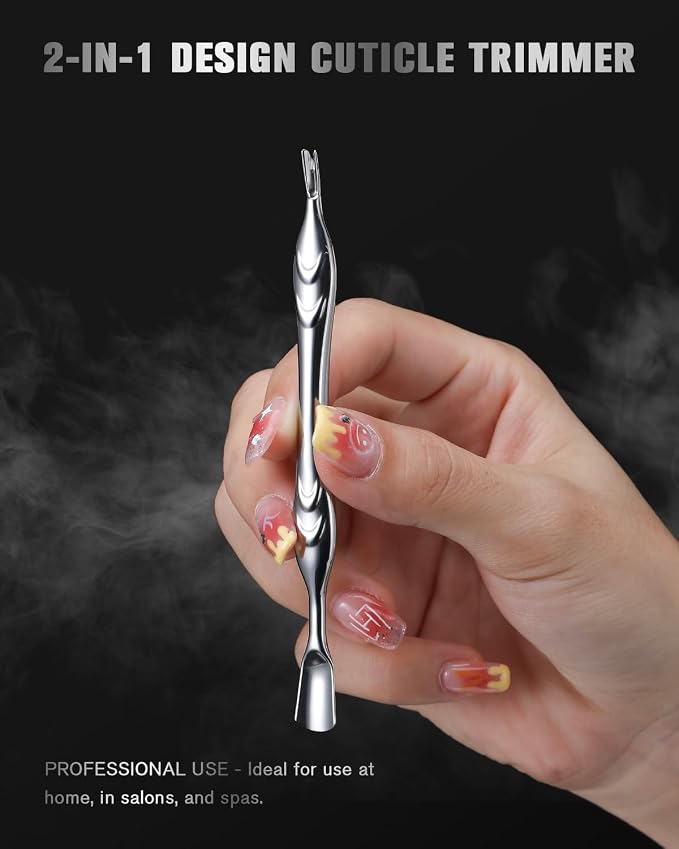FERYES Cuticle Pusher with Fork, 2-in-1 Cuticle Trimmer Nail Care Tool - Image 6