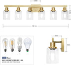 6 Light Gold Bathroom Vanity Light, Bathroom Light Fixtures - Image 3