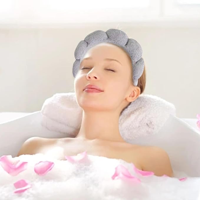 Beleki Spa Headband for Washing Face, Sponge Makeup Headband and Wristband Set - Image 3