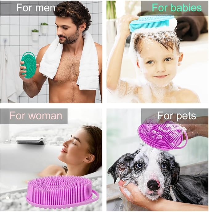 3 Pack Silicone Body Scrubber, Silicone Loofah Exfoliating Body Scrubber - Image 7