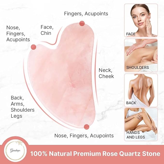 Natrual Rose Quartz Gua Sha Facial Tools | Guasha Tool - Image 4