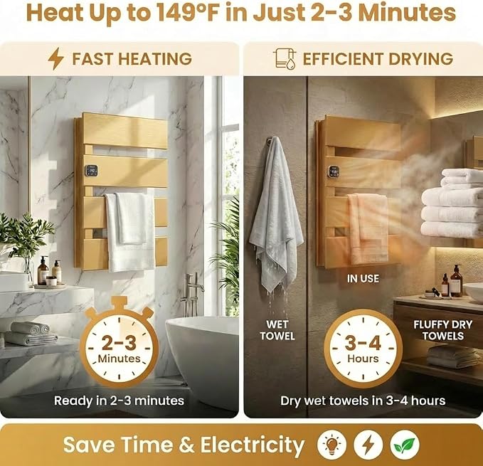 Electric Towel Warmer, Heated Towel Rack - Image 2