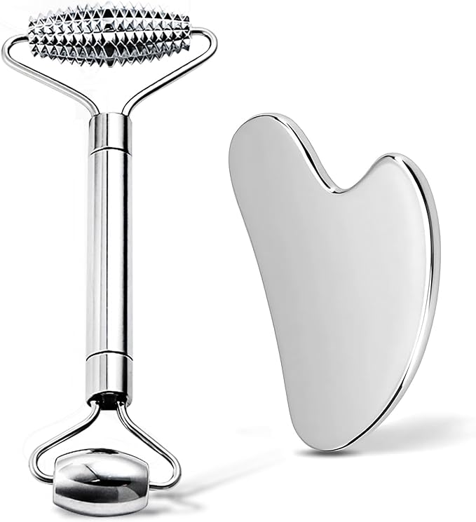 Gua Sha & Face Roller, Stainless Steel Gua Sha Facial Tools by Unknown