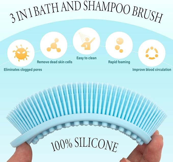 3 Pack Silicone Body Scrubber, Exfoliating Body Scrubber Fit - Image 2