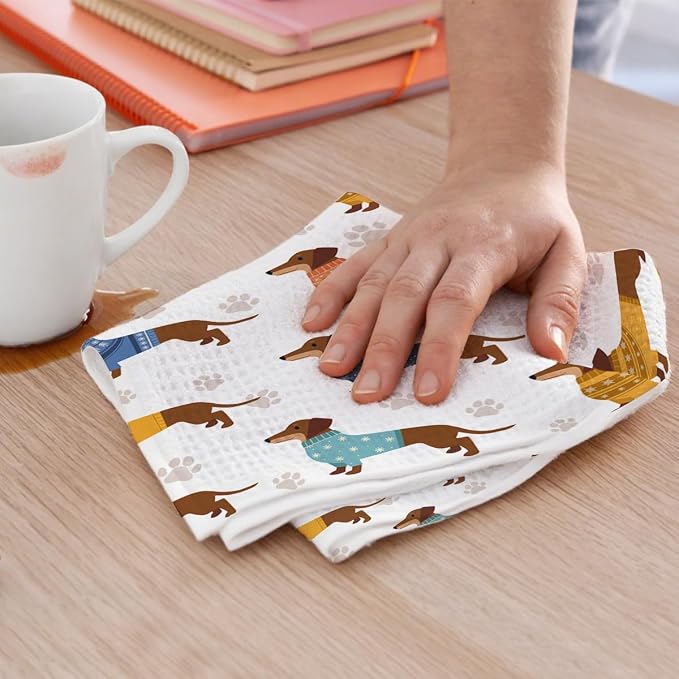 2PCS Cute Dachshund Kitchen Towels, Dog Mom Gifts - Image 5