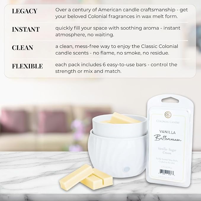 Colonial Candle Vanilla Buttercream Wax Melts, Wax Melt Warmer Cubes, Long - Image 5