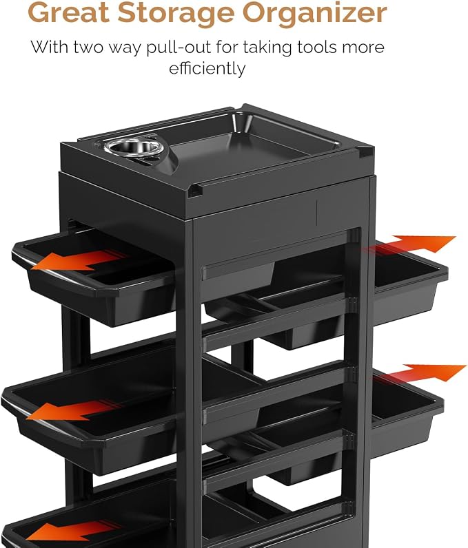 OmySalon Salon Cart for Hair Stylist Black - Image 4