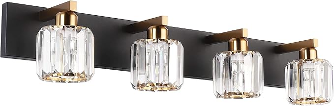 Aipsun Crystal Bathroom Vanity Lighting Black Vanity Light Fixtures Modern by Aipsun