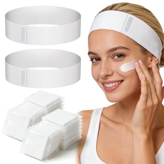 Noverlife 100PCS Disposable Spa Facial Headbands, Elastic Headband Wrap by Noverlife