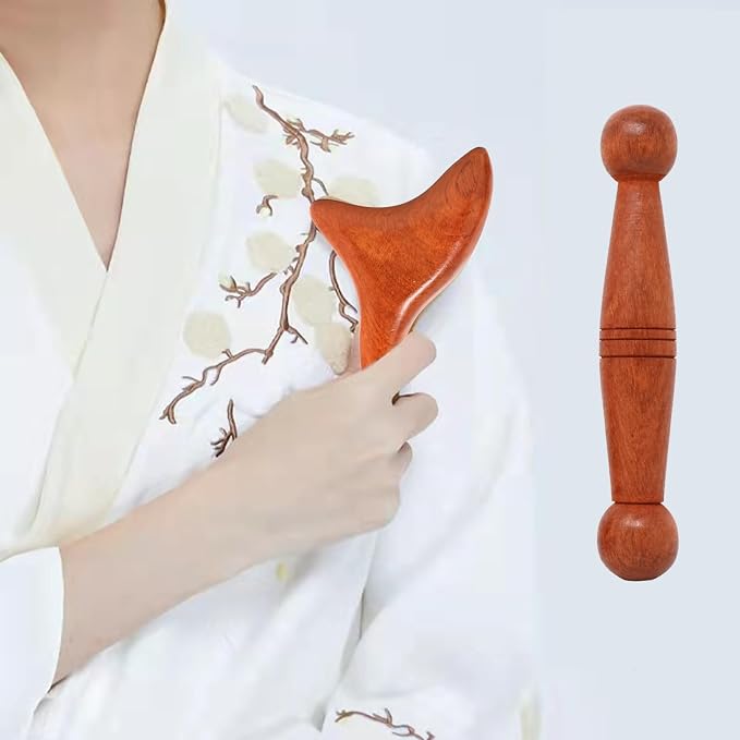 Honbay 2PCS Reflexology Tools Wood Body Massage Tools Triangle Massager Wooden - Image 3