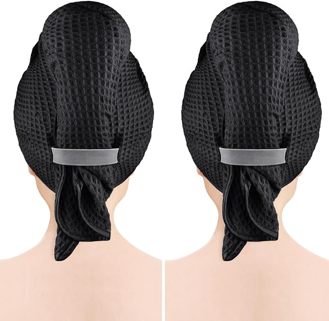 GLIMGLINT 2 Pack Black Microfiber Hair Towel Wrap by Unknown