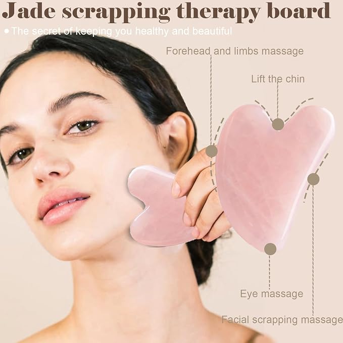 Gua Sha Facial Massage Tool and Roller Set, Facial Massager - Image 4
