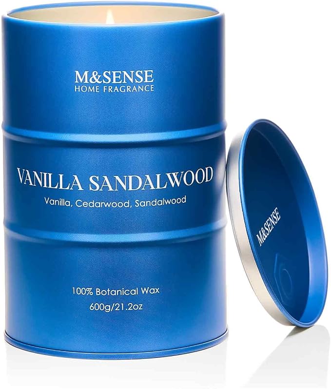 M&SENSE Vanilla Sandalwood Scented Candles Large, Natural Soy Candles 21.2oz by MSENSE