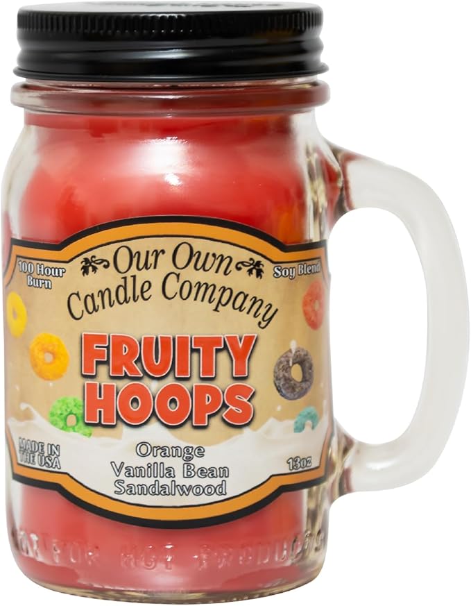 Our Own Candle Company, Fruity Hoops Scented Mason Jar Candle, 100 Hour Burn by OurOwnCandleCompanycandles