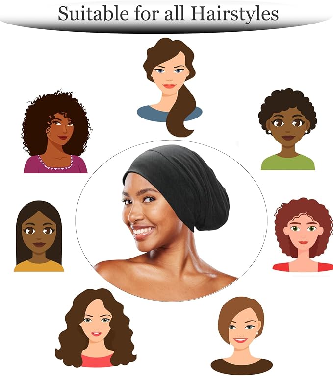 Sleep Cap Bonnet for Sleeping Black Women, Adjustable Cooling Ice Silk Lined - Image 6