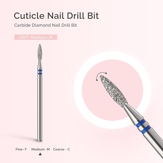 MelodySusie 2.2mm Flame Shape Cuticle Clean Nail Drill Bit 3/32'', Professional - Image 4