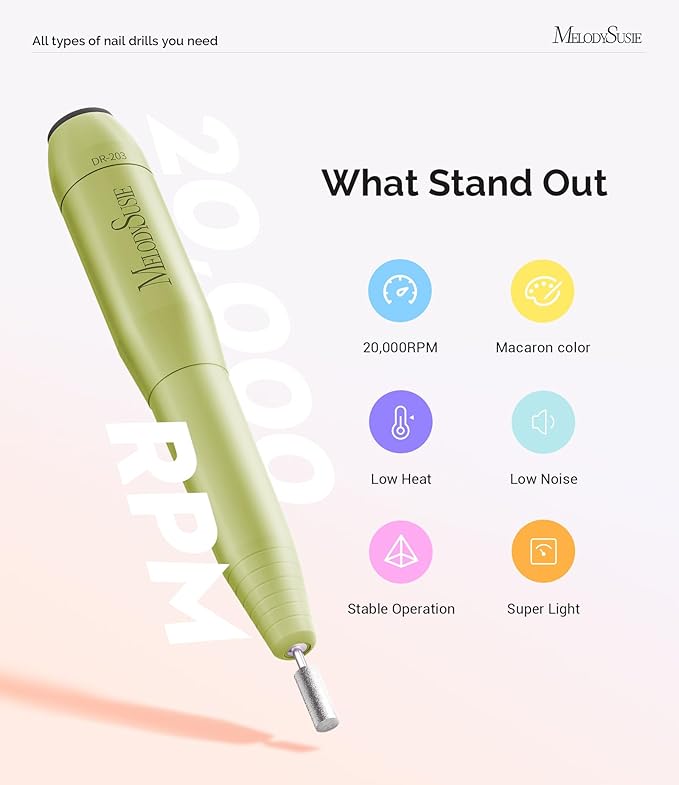 MelodySusie Pen-Shaped Portable USB Nail Drill, PC120I 20000RPM Electric Nail - Image 5