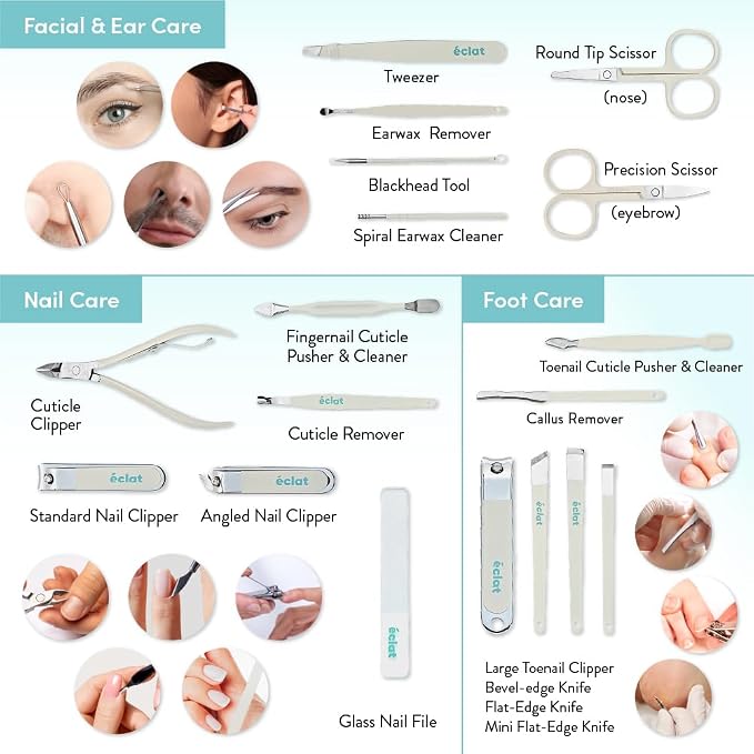 Éclat Manicure Pedicure Kit for Men & Women, Cuticle Pusher, Personal Care - Image 4