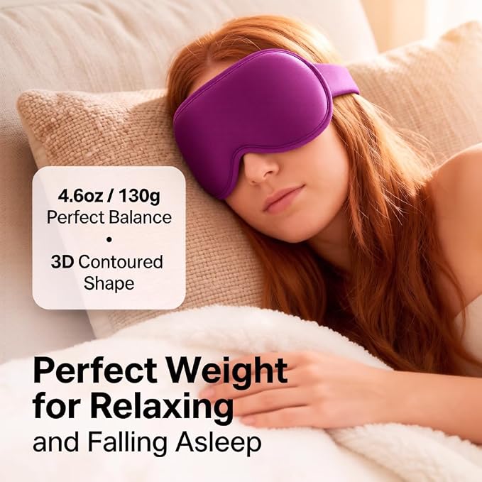 Weighted Cooling Sleep Mask, 6oz 3D Blackout Eye Mask - Image 2