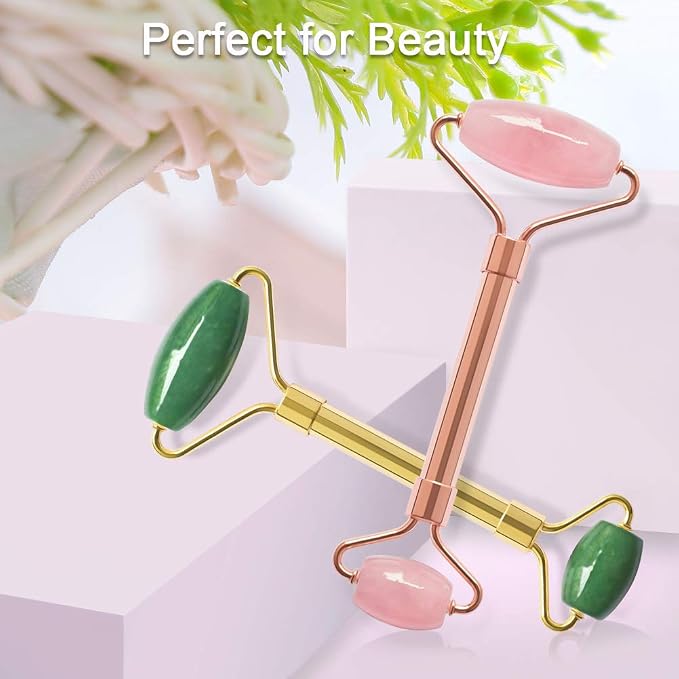 2 Pack Jade Facial Roller & Rose Quartz Face Roller - Image 7
