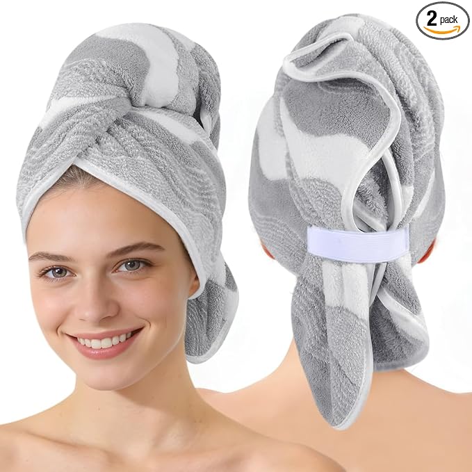 SUNLAND Microfiber Hair Towels Anti Frizz Hair Drying Towel Super Absorbent by SUNLAND