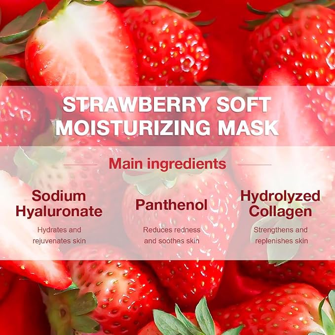 Kaely 12 Pack Strawberry Face Masks - Image 4