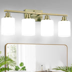 MOKATNG 4-Light Bathroom Light Fixtures, Aged Brass Vanity Light by Bathroomlightfixtures
