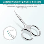 Lermende Cuticle Scissors Extra Fine Curved, Portable Stainless Steel Manicure - Image 3