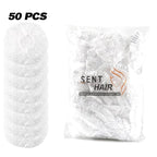 Shower Cap 50 Pcs Disposable Plastic Bath Cap Waterproof Spa Shower Cap Large - Image 2