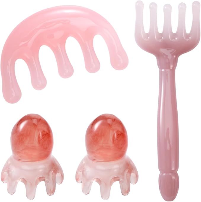 4 PCS Head Massager Scalp Comb Resin Scalp Stress Relax Tool Hair Gua Sha Comb by Unknown