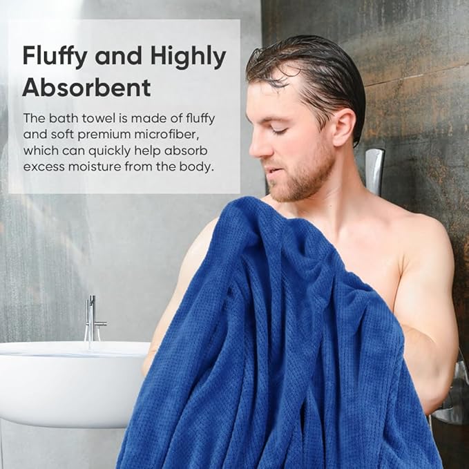 HOMEXCEL Bath Towel Set Pack of 4, 30 x 60 Inches Large Microfiber Bath Towels - Image 8