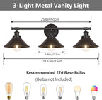 Licperron 3-Light Black Bathroom Vanity Light Fixtures Over Mirror, Farmhouse - Image 2