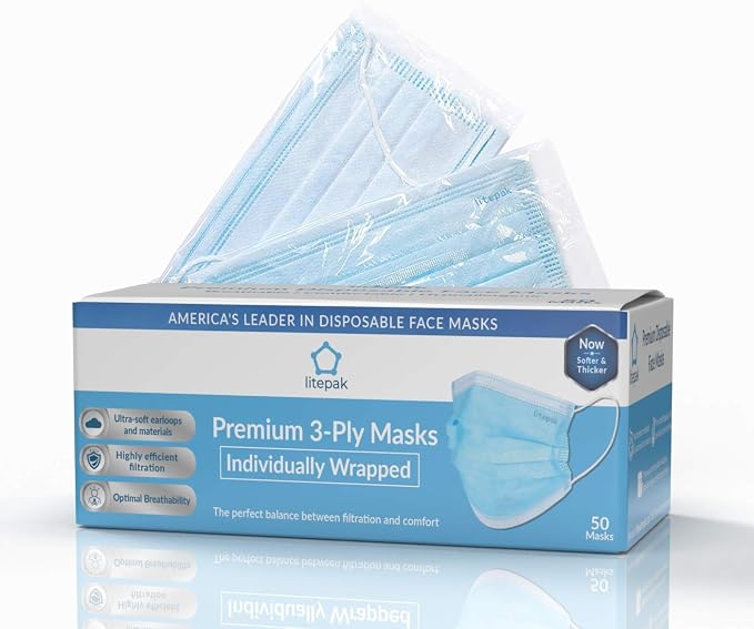 Litepak 500pcs Premium Disposable Face Mask SOFT 3ply Nose Wire - Image 3
