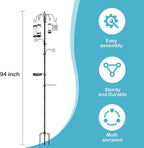 YINGYM 6-Hook Bird Feeding Station Kit, Wild Bird Feeder Stand Pole, Bird Bath - Image 2