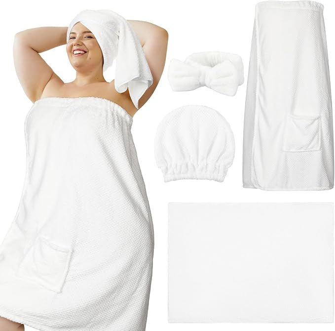 Tigeen Plus Size Towel Wrap for Women Spa Robe Set by Tigeen