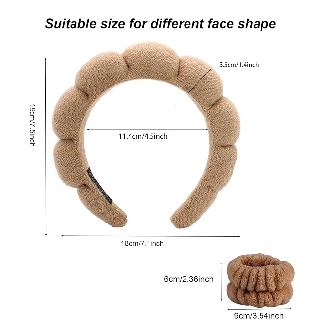 Spa Headbands for Washing Face Soft Puffy Bubble Headbands Wristband for Women - Image 2