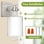 Set of 2 Wall Sconces for Bathroom, Modern Vanity Light Fixtures, Nickle Wall - Image 5