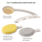 LFJ 19" Long Handle Shower Sponge Brush Set, 3 in 1 Body Brush, Bath Sponge and - Image 4