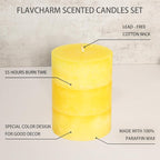 Yellow Pillar Candles 3x4 Inch Hand-Poured Lemon Scented Candles Lemongrass - Image 2