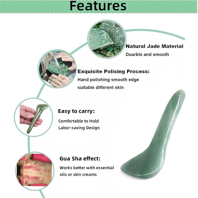 Gua Sha Facial Tool Natural Jade Stone Massage Board Tools - Image 2
