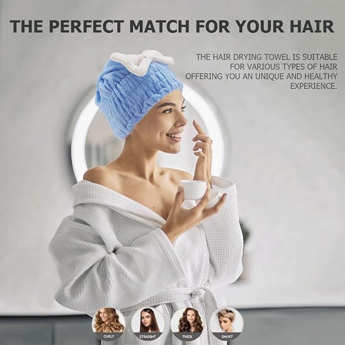 2Pcs Microfiber Hair Wrap Hair Drying Cap Hair Plopping Cap Towel Curly Hair - Image 5