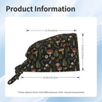 Scrub Cap for Women and Men Boho Black Leaf Pattern Adjustable Breathable - Image 3