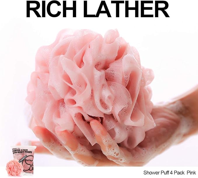 Loofah Sponge Bath Sponge for Women Men 4 Pack - Image 2